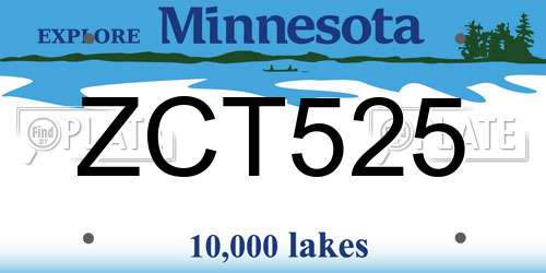 ZCT525 Minnesota License Plate