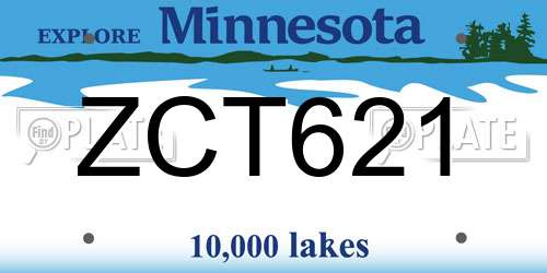 ZCT621 Minnesota License Plate