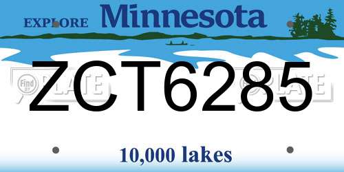 ZCT6285 Minnesota License Plate
