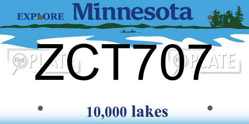 ZCT707 Minnesota License Plate