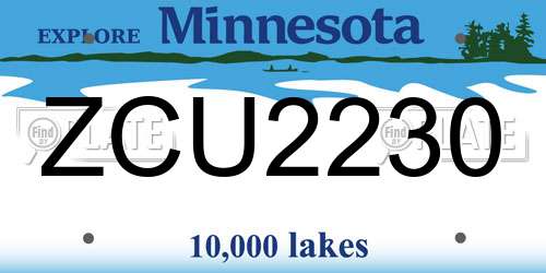 ZCU2230 Minnesota License Plate