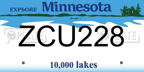 ZCU228 Minnesota License Plate