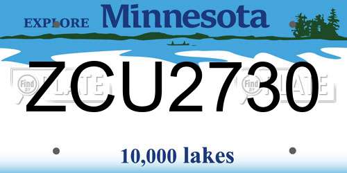 ZCU2730 Minnesota License Plate