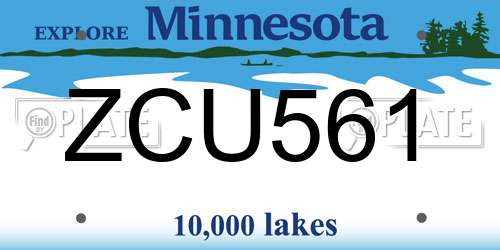 ZCU561 Minnesota License Plate
