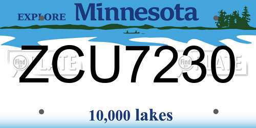 ZCU7230 Minnesota License Plate