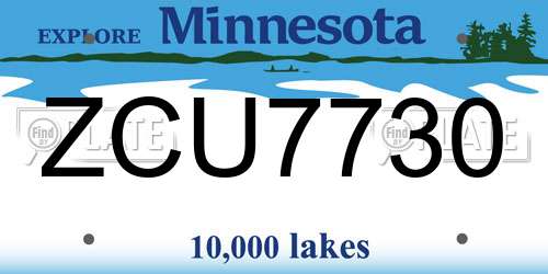 ZCU7730 Minnesota License Plate