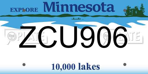ZCU906 Minnesota License Plate