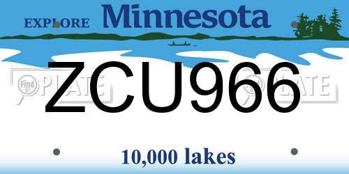 ZCU966 Minnesota License Plate