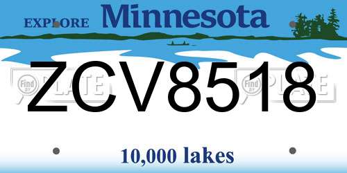 ZCV8518 Minnesota License Plate