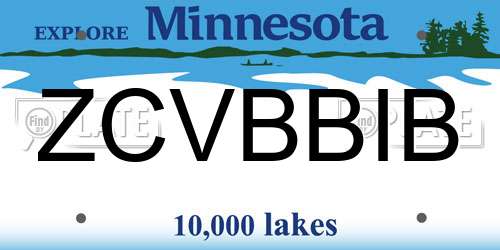 ZCVBBIB Minnesota License Plate