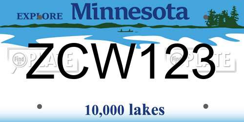 ZCW123 Minnesota License Plate