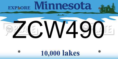 ZCW490 Minnesota License Plate