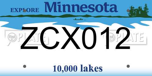 ZCX012 Minnesota License Plate