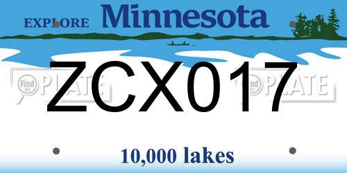 ZCX017 Minnesota License Plate