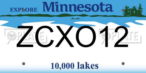 ZCXO12 Minnesota License Plate