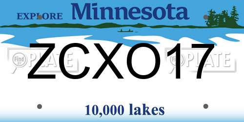 ZCXO17 Minnesota License Plate
