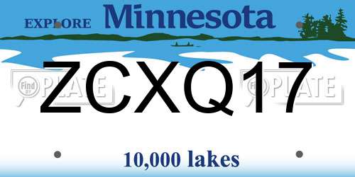 ZCXQ17 Minnesota License Plate