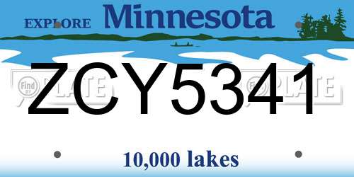 ZCY5341 Minnesota License Plate