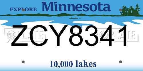 ZCY8341 Minnesota License Plate