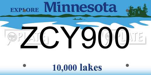 ZCY900 Minnesota License Plate