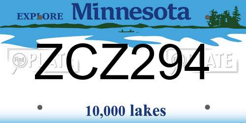 ZCZ294 Minnesota License Plate