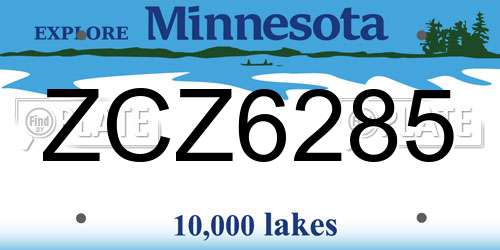 ZCZ6285 Minnesota License Plate