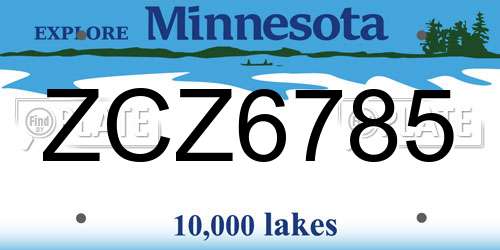 ZCZ6785 Minnesota License Plate