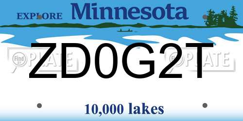ZD0G2T Minnesota License Plate