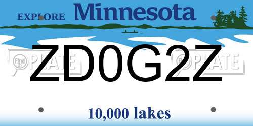 ZD0G2Z Minnesota License Plate