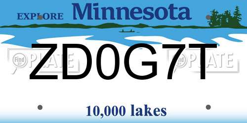ZD0G7T Minnesota License Plate