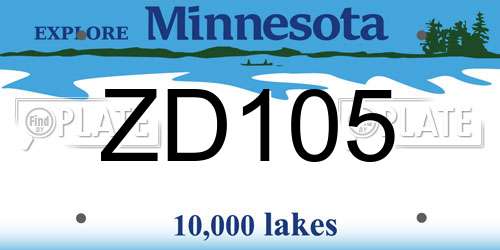ZD105 Minnesota License Plate