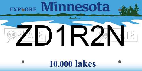 ZD1R2N Minnesota License Plate