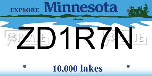 ZD1R7N Minnesota License Plate