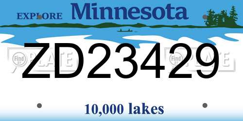 ZD23429 Minnesota License Plate