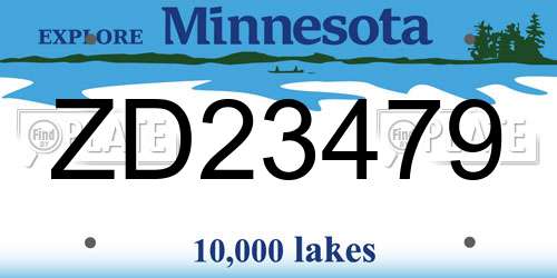ZD23479 Minnesota License Plate