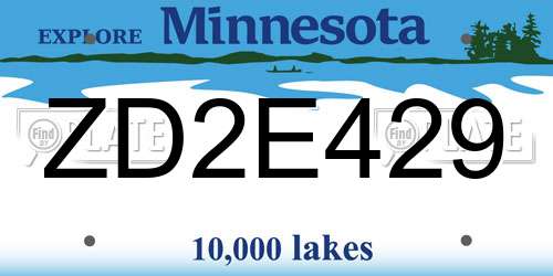 ZD2E429 Minnesota License Plate