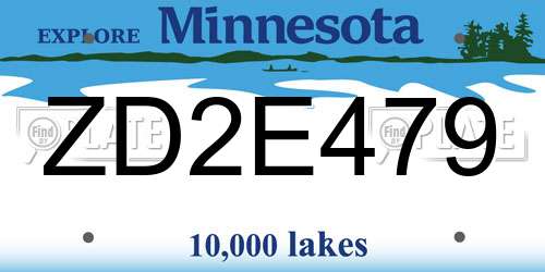 ZD2E479 Minnesota License Plate