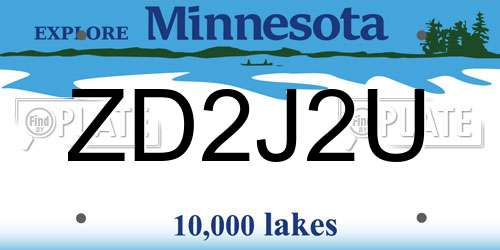 ZD2J2U Minnesota License Plate