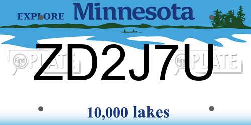 ZD2J7U Minnesota License Plate