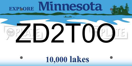 ZD2T0O Minnesota License Plate