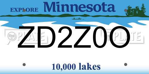 ZD2Z0O Minnesota License Plate
