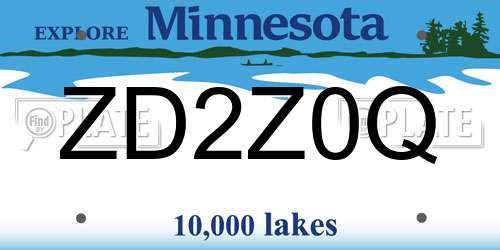 ZD2Z0Q Minnesota License Plate