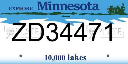 ZD34471 Minnesota License Plate