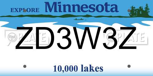 ZD3W3Z Minnesota License Plate