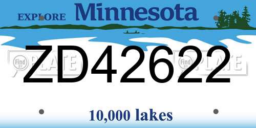 ZD42622 Minnesota License Plate
