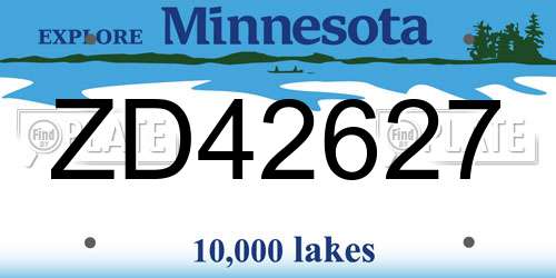 ZD42627 Minnesota License Plate