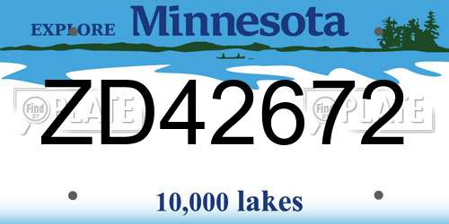 ZD42672 Minnesota License Plate
