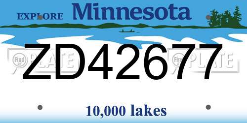 ZD42677 Minnesota License Plate