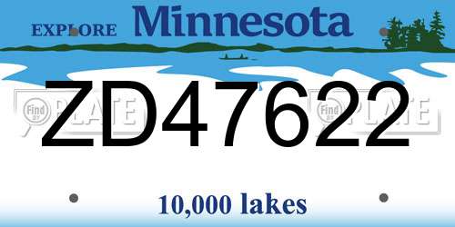 ZD47622 Minnesota License Plate