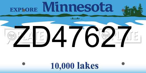 ZD47627 Minnesota License Plate